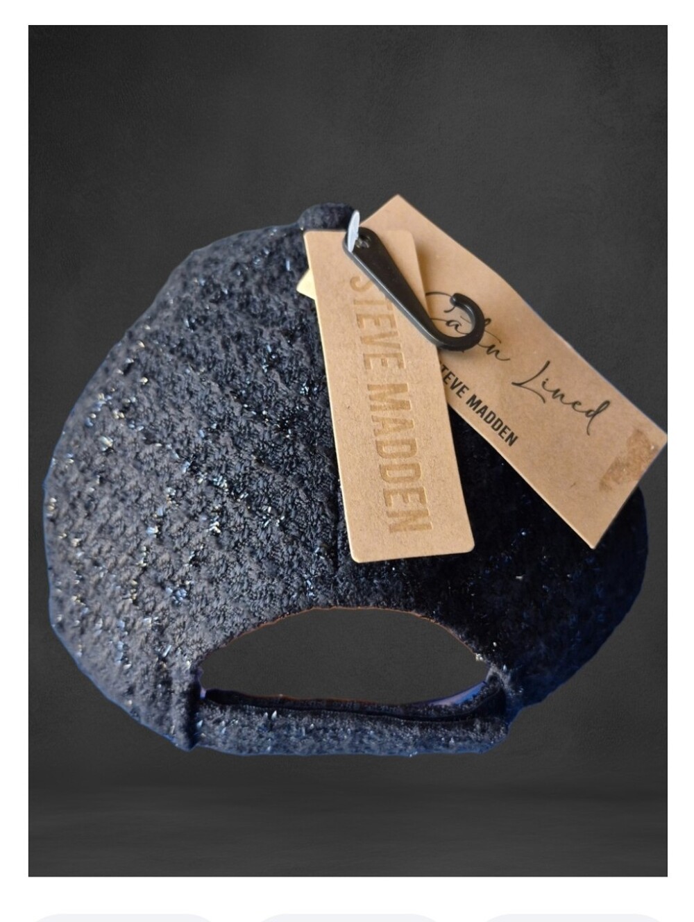 Steve Madden "Official" Baseball Cap, Tweed in Black. - Picture 8 of 9
